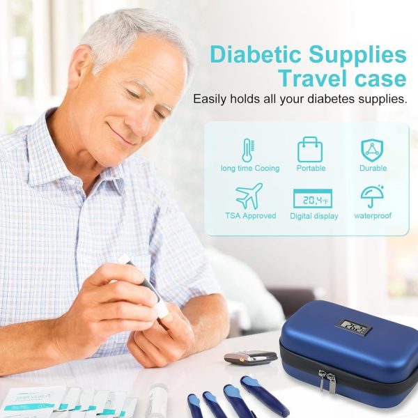 Insulin Cooler Travel Case TSA Approved Medication Diabetic Cooler For Travel With Thermometer Temperature Display Refrigerated Medicine Organizer Bag With 2 Ice Pack - Image 4