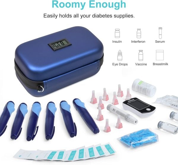 Insulin Cooler Travel Case TSA Approved Medication Diabetic Cooler For Travel With Thermometer Temperature Display Refrigerated Medicine Organizer Bag With 2 Ice Pack - Image 5